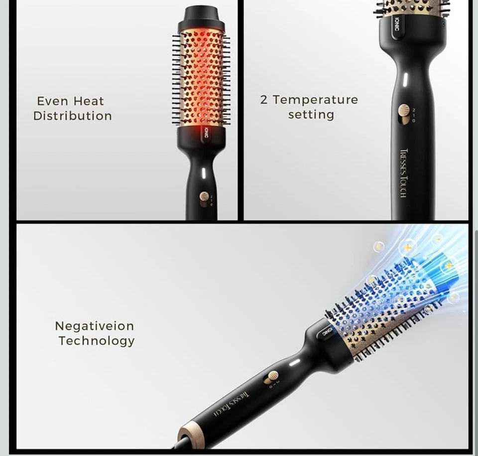 Hot Round Brush Comb 45mm Heated Styling Thermal Straightener Curler Dry Wet Use - Image 2 of 4