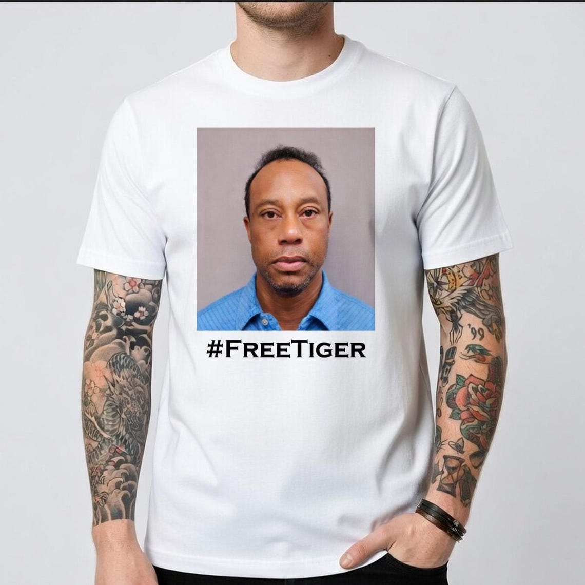 Tiger Woods Mugshot 2026 TShirt - Size S to 5XL