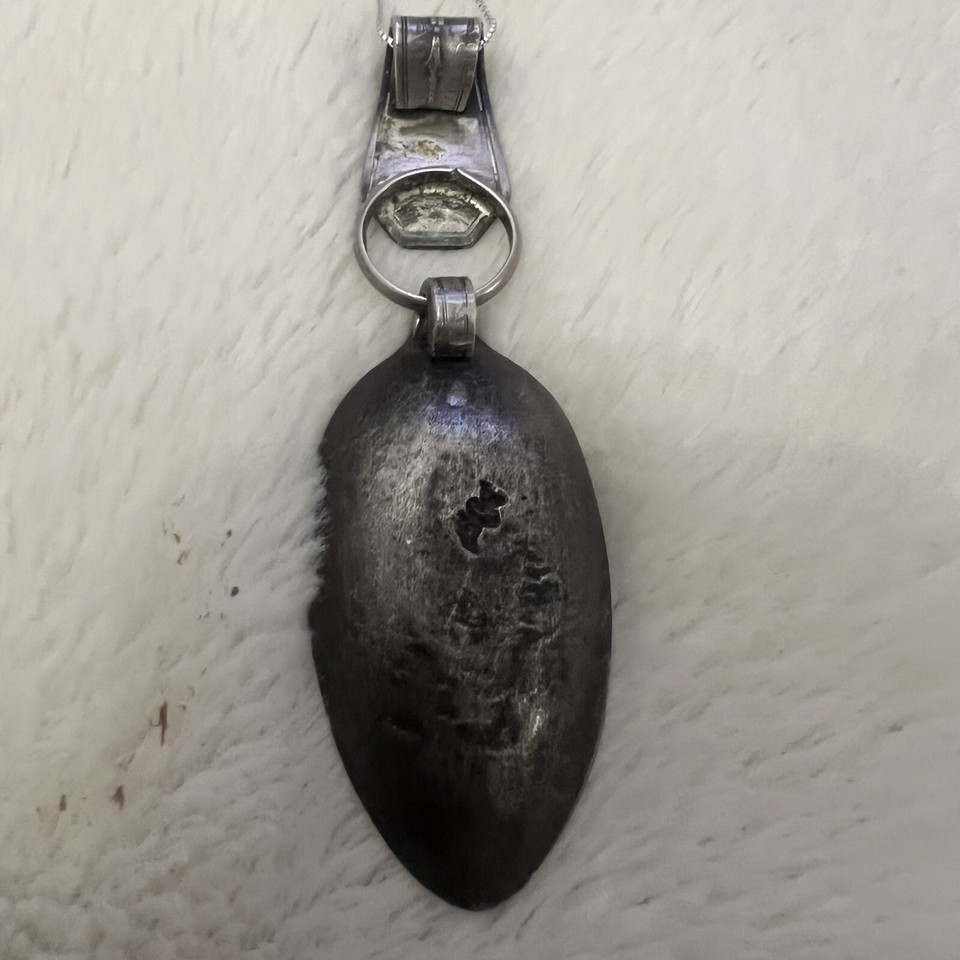 Vintage Sterling Navajo Hand Made Spoon Necklace D Initial Rare Unique