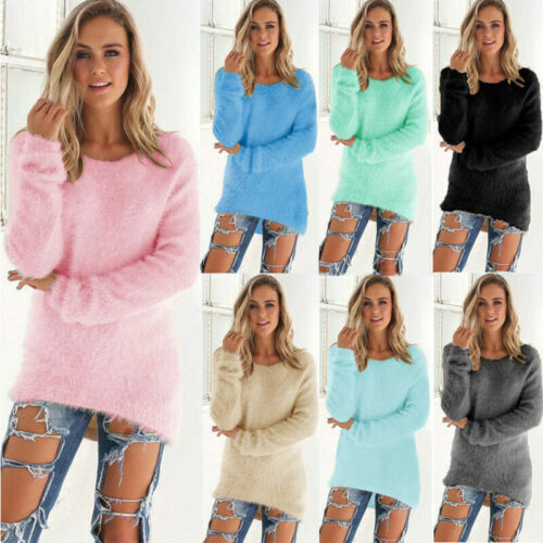 Para mujeres Cálido Suelto Jersey Vestido Pullover Prendas para el torso Suéter Informal Invierno Manga Larga - Imagen 10 de 24