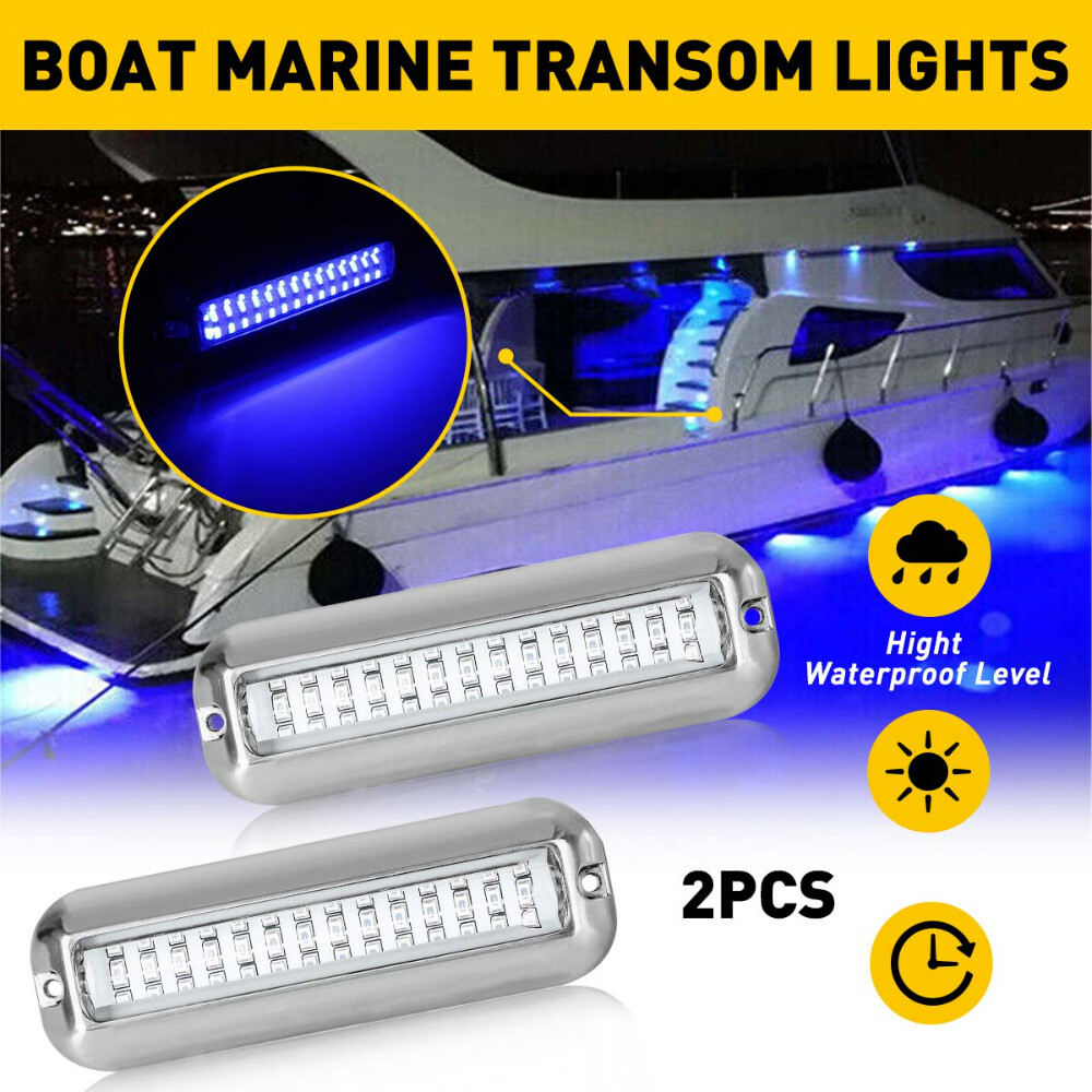 Blue Boat Led 2PC 42 LED Blue Boat Underwater Marine Transom Light 316 Pontoon ...