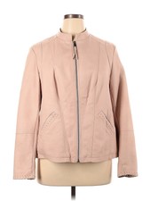 East Adeline Women Pink Faux Leather Jacket 1x Plus