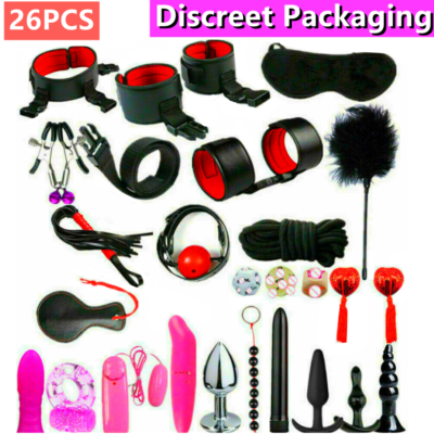 BDSM Bondage Sex Toy SM Kit Restraint Set Soft Handcuffs Nipple Clamps  Dildo Gay | eBay