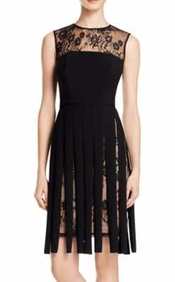 JS Collections ~ Black Crepe Illusion Lace Yoke Fringe Party Dress 4 NEW  $254 | eBay
