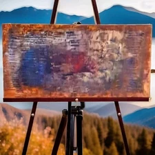 Orig Modern Abstract (See Video) Rare Acrylic Painting Canvas 12X24