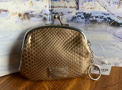 Vintage LIZ CLAIBORNE Gold Silver Textured Coin Change Purse