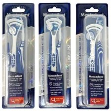 Mentadent Full Sized Soft Toothbrush Oral Care Cleaning Kit w/ Travel Case READ