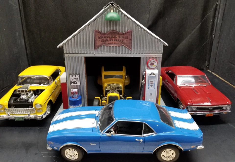 MUSCLE CAR GARAGE DIORAMA DISPLAY, 1:18TH SCALE, NEW, HAND CRAFTED, 1-BAY - Image 4 of 4
