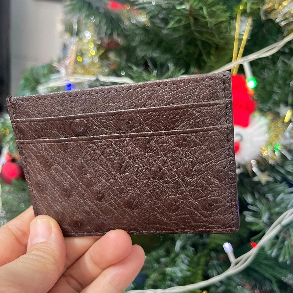 Brown GENUINE OSTRICH LEATHER SKIN CREDIT CARD HOLDER/ WALLET CAR HOLDER FOR MEN - Image 3 of 4
