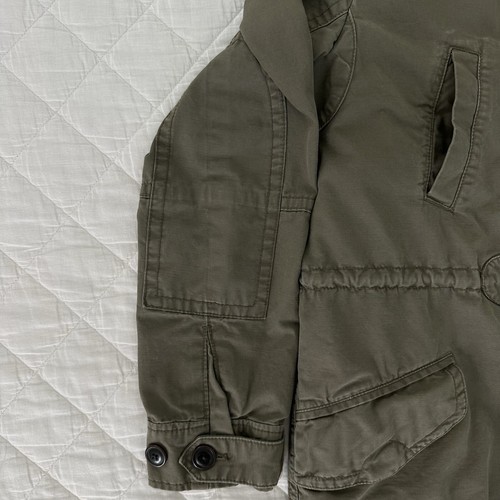 Gap Womens Jacket Size Medium Green Army Utility Faux Fur Hood Sherpa Liner Coat - Picture 9 of 22
