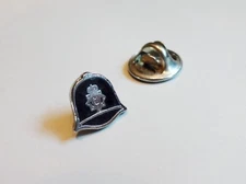 Vtg Tiny BRITISH POLICE BOBBY HAT PIN Helmet UK English Black Tie Tack Lapel 1/4