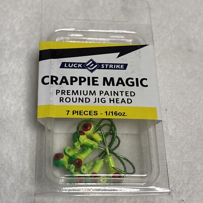 Luck-E-Strike 2-Color Round Jig Heads, Chart/Green, 1/16 oz. Jig Heads, 7 Pieces