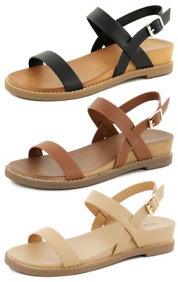 VENECORE Lucy Women's Flat Wedge Hill Sandals Sling Back Strap Sandals VC40218