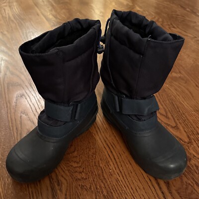 Kid's Tundra Snow Boots Size 2 Navy Blue Waterproof Warm Outdoor Fleece Lining