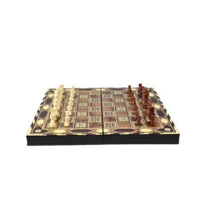 Holzmotiv Design Schach & Backgammon Set 20 Zoll