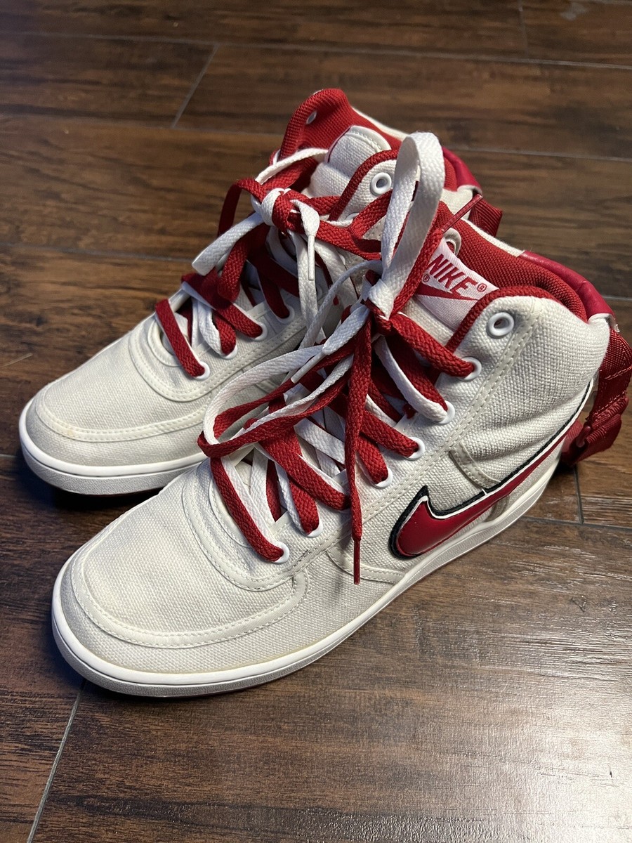 Vintage Nike Vandal High Canvas Shoes Men Size 8 White/Red From