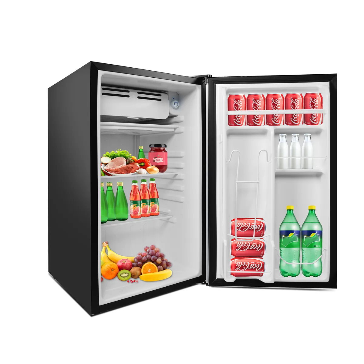 E-Macht 3.2 Cu Mini Fridge Compact Refrigerator With Freezer Stainless Steel