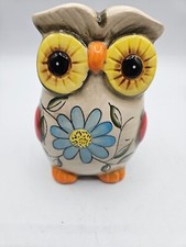VTG. Ceramic Pottery Owl Bank with Stopper