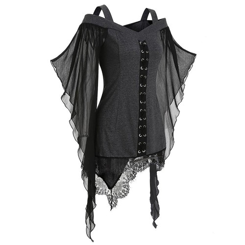 Womens Tops Short Sleeve Blouse Medieval Shirts Masquerade T-shirts Adult Sexy - Bild 8 von 32