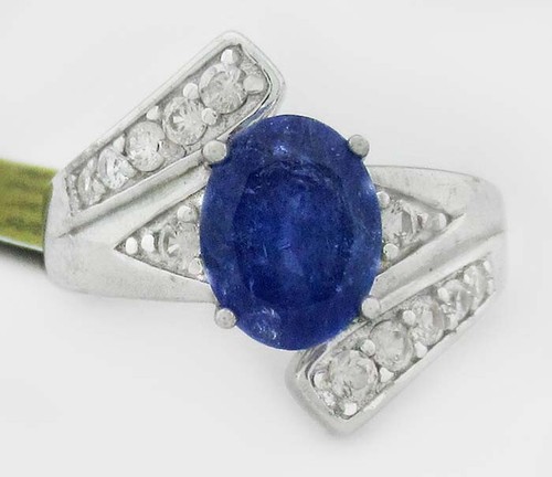 GENUINE 2.15 Cts TANZANITE & WHITE SAPPHIRE RING .925 SILVER - New With Tag