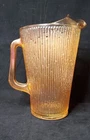Vintage Jeanette Carnival Glass Tree Bark Pattern Iridescent Marigold Pitcher