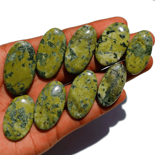 Wholesale 9 Pcs Natural Serpentine Untreated 32-38mm Oval Cabochon Gemstones Lot - Picture 5 of 11