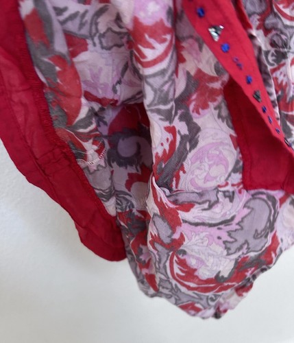 Canotta Free People con perline e volant boho babydoll stampe floreali cotone taglia 0 - Foto 10 di 18