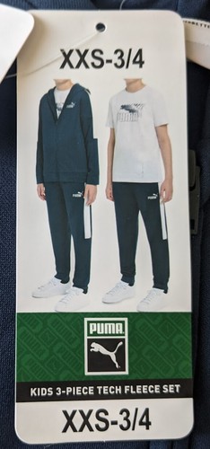 Brand New Puma Boys 3 Piece Tech Fleece Set Boys Size XXS-3/4 - Picture 2 of 2