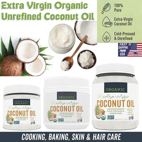 Viva Naturals Organic Coconut Oil Unrefined Cold-Pressed Cooking Hair Skin Oil