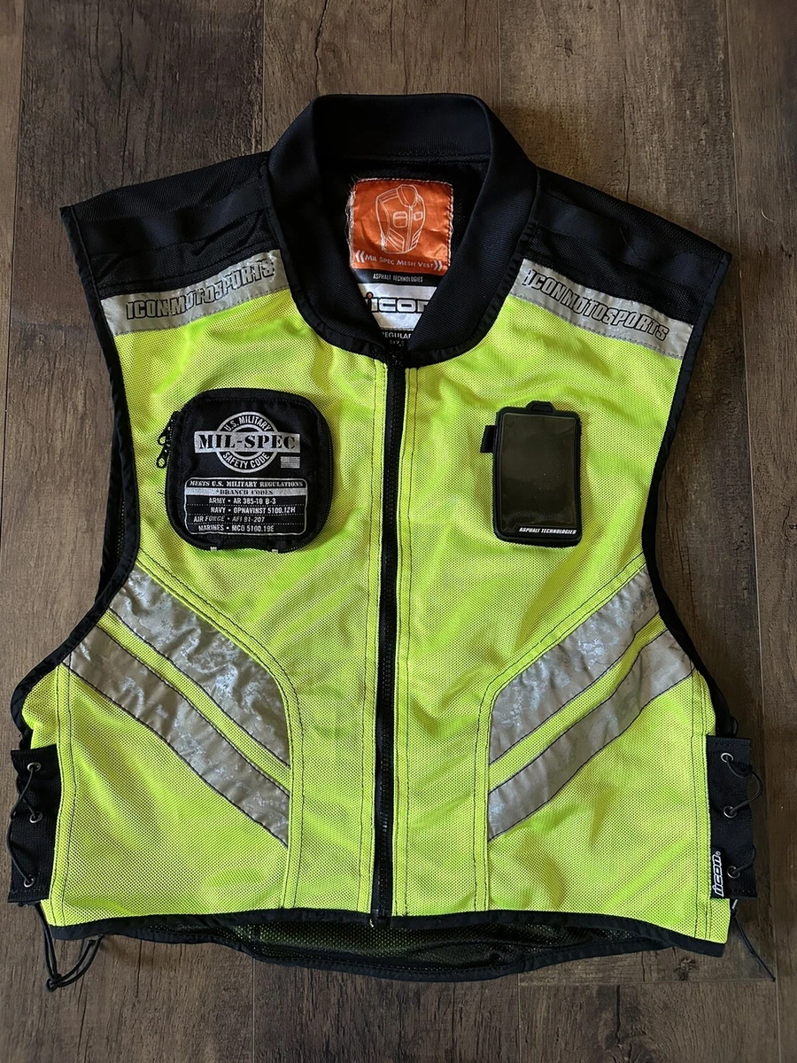 ICON Motorsports Mesh Mil Spec Fluorescent Yellow Reflective Vest