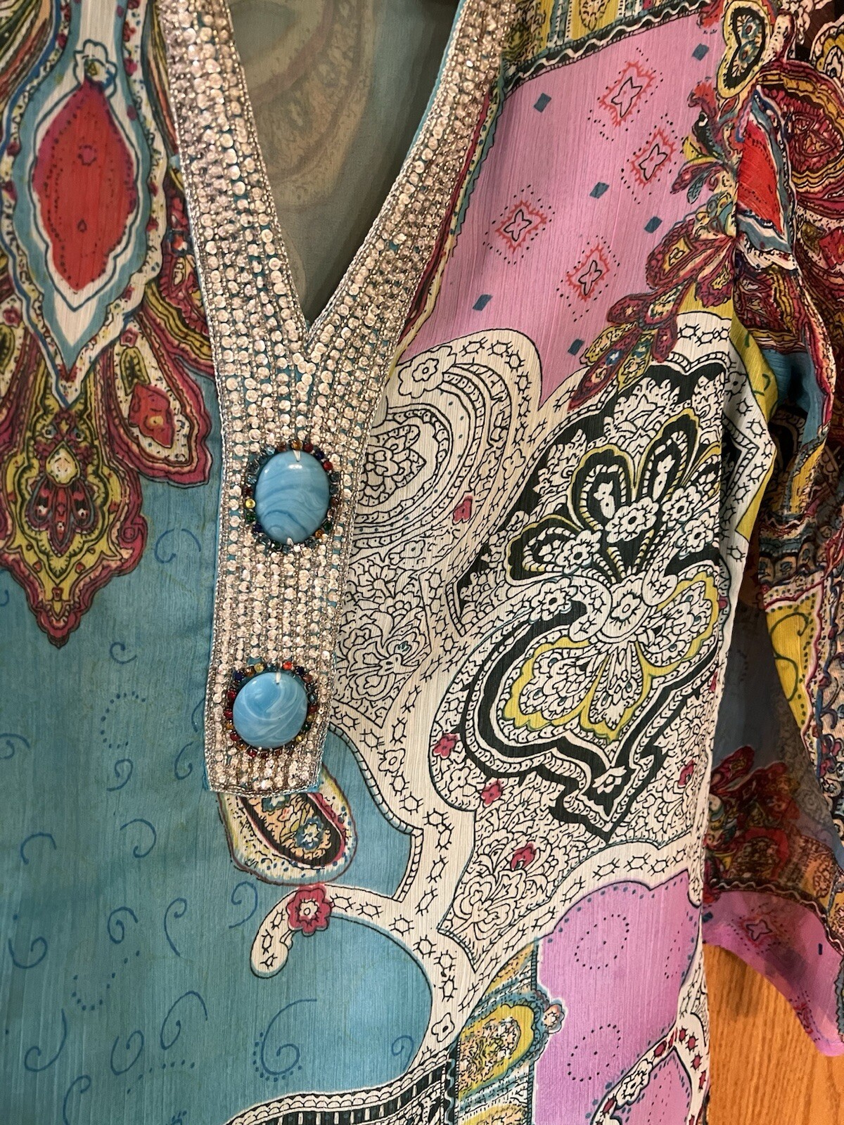 Silk Threads  Multi Colored Embellished Tunic Top… - image 2