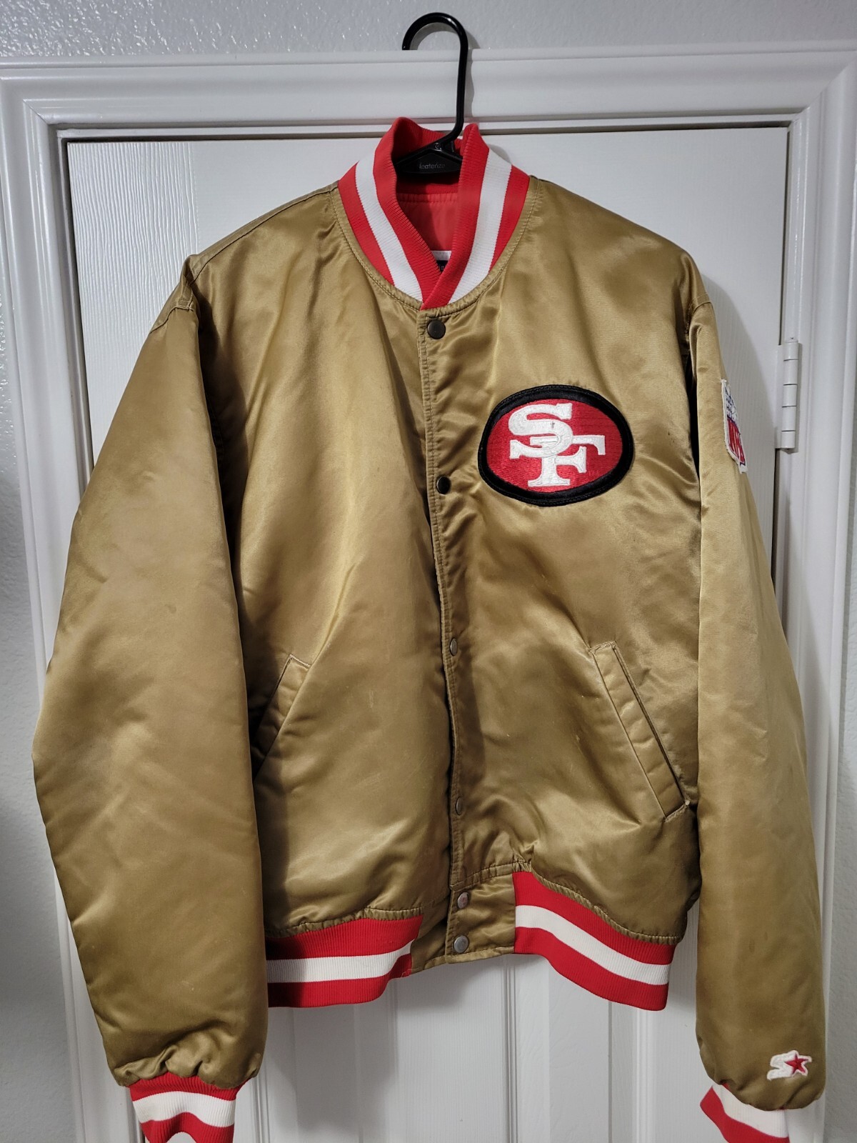 VINTAGE Starter SAN FRANCISCO 49ERS Gold Satin Jacket Size Large Rare
