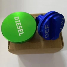 DIESEL Fuel Cap& Blue DEF Cap For 2013-2017 Dodge Ram 2500 3500 Cummins Aluminum
