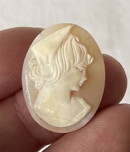 Pale Pink ~23x30mm Vintage Loose Oval Portrait Cameo Shell Jewellery Making - 第 1/8 張圖片