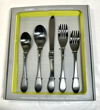 Knork Flatware 5-Piece Place Setting Matte Black Titanium Finish Brand New Set