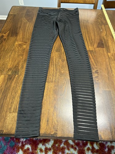 Leggings Gia Mia Danceweat a righe in rete taglia adulto media nuovi con etichetta nero - Foto 3 di 4