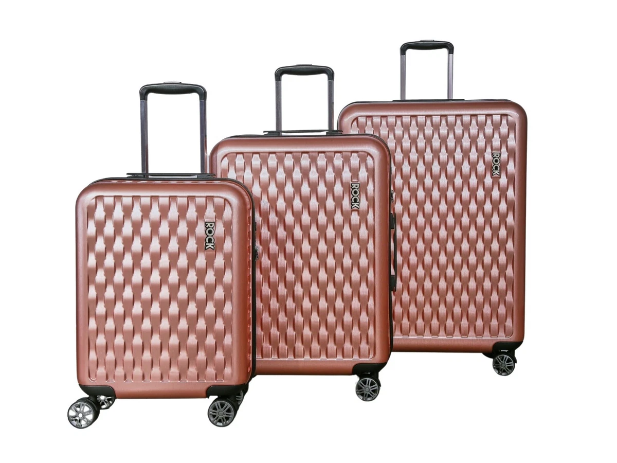 Rock Luggage Hard Shell Pink Suitcase Set 8 Wheel Travel Case