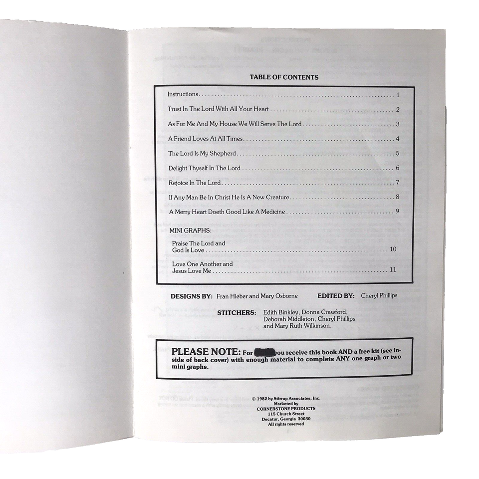 Cross Stitch Scripture Bible Verses Pattern Book 12 graphs 5 Floss Aida