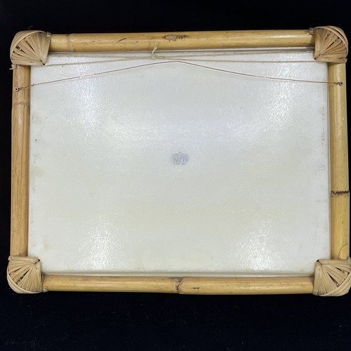 Vintage 1980s French Peacock Garden Serving Tray Fiberglass Bamboo Alpac Camaieu - Picture 5 of 6