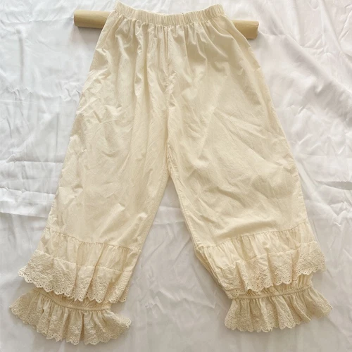 Women Bloomers Pants Trousers Layered Lace Trim Ruffle Loose Casual Retro - Picture 21 of 23