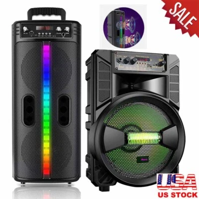 ESUKCESO 6000W Portable Bluetooth Speaker Sub Woofer Heavy Bass Sound System Party & Mic
