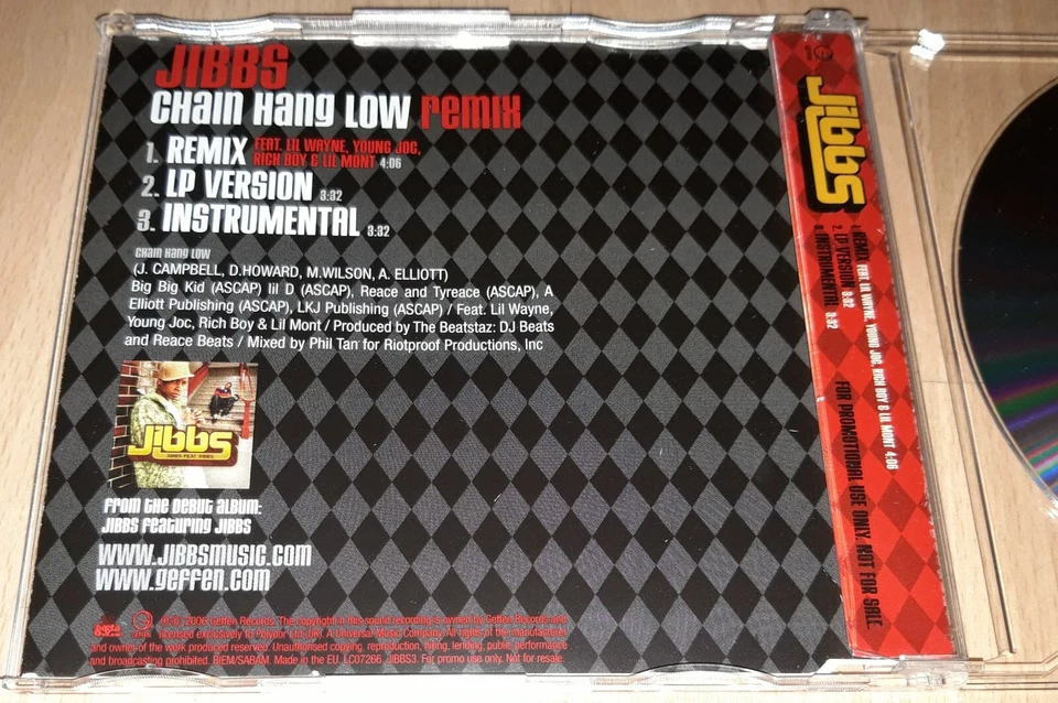 JIBBS - Chain Hang Low - Remix PROMO CD Single RAP Hip Hop LIL WAYNE, RICH BOY - Bild 3 von 4