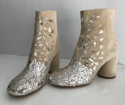 $1590 NIB MAISON MARTIN MARGIELA Tan 80mm Broken Mirrors Boots LTD ED 7.5 37.5 - Picture 4 of 12