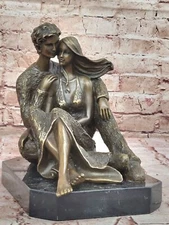 Bronze Sculpture Art Deco By Renown French Artist Vitaleh Tender Embrace Gift