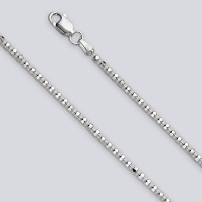 Diamantschliff Perlenkette Kette 34 Zoll (2,2 mm * Breite) - Sterlingsilber [Neu mit Etikett]