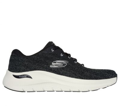 Skechers Men's Arch Fit Road Wave Sneaker Black/White 232701-BKW,  Black/