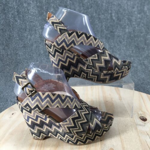 Crown Vintage Heels Womens 7 M Zigzag Peep Toe Pl… - image 1