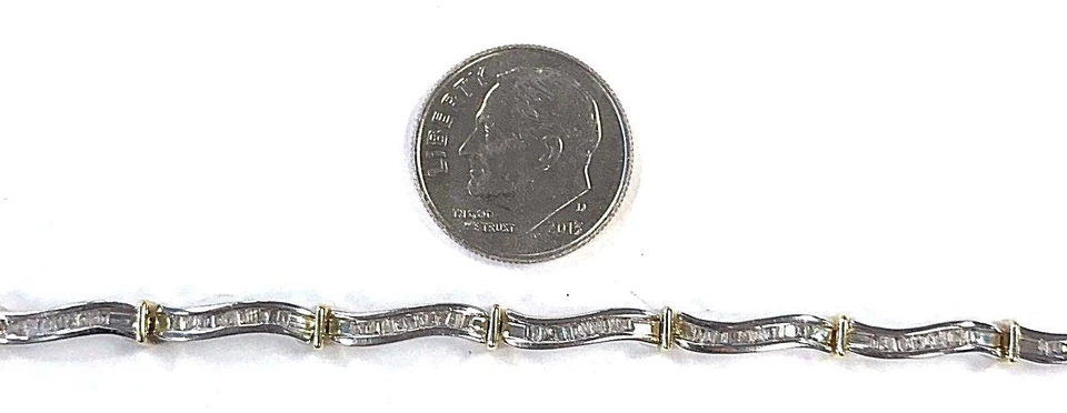 14 Karat Yellow & White Gold 1.5 CT Baguette Diamond Tennis Bracelet B127 - Image 2 of 4
