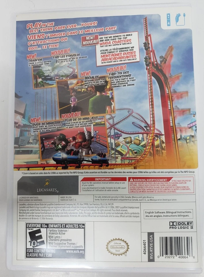 Thrillville Off the Rails (Nintendo Wii) CIB EN/FR MANUAL - Image 2 of 4