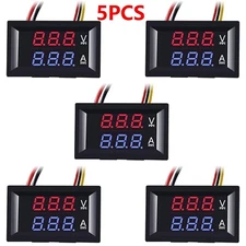 5Pcs DC 100V 10A Voltmeter Ammeter Digital Volt Amp Meter Voltage Current Gauge